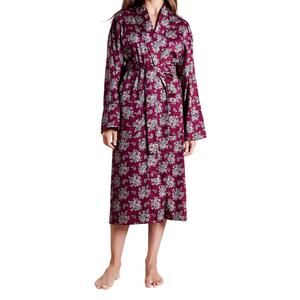 BOWN OF LONDON- Lightweight Bathrobe- Gatsby Paisley Wine, Women's Sz M NEW